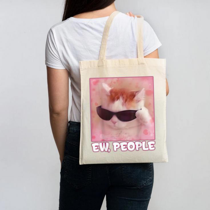 Cool Cat Meme Ew People Anti Social Introvert Cute Cat Canvas Tote Bag