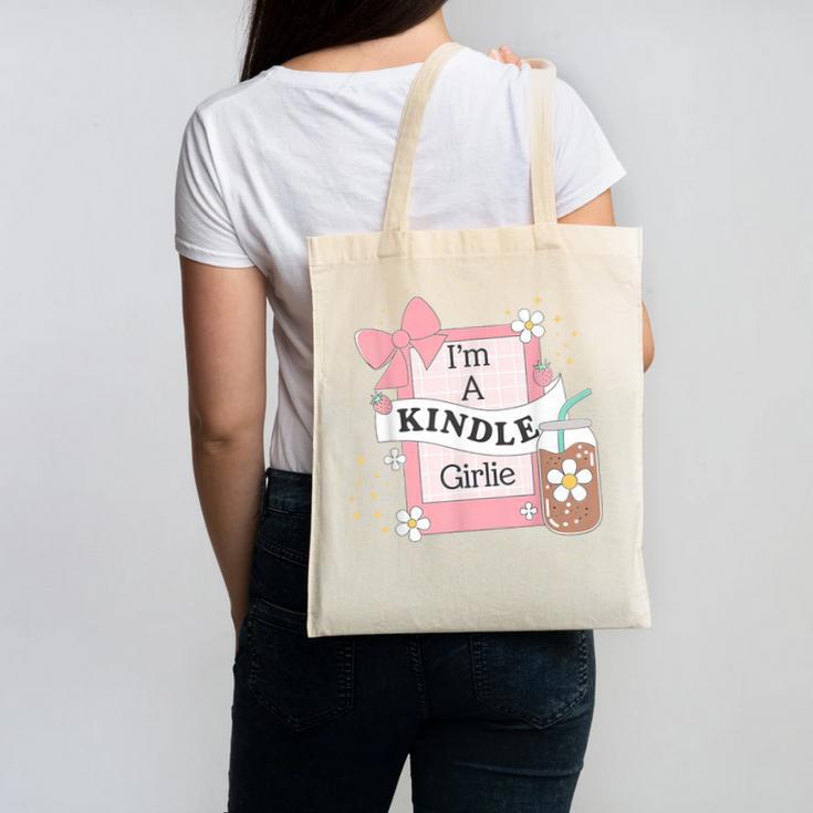 Cute Bookish Kindle Girlie Nerdy Read Book Lover Girl Women Canvas Tote Bag