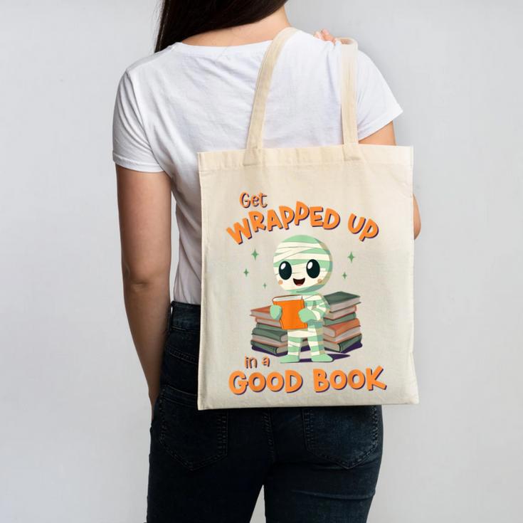 Cute Halloween Teacher Librarian Mummy Reading Books Canvas Tote Bag