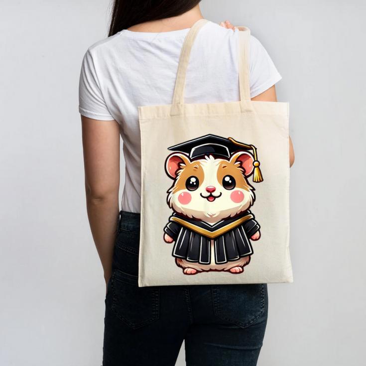 Cute Hamster Graduation Canvas Tote Bag