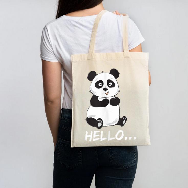 Cute Introvert Vibes – Panda Hello & Goodbye Canvas Tote Bag