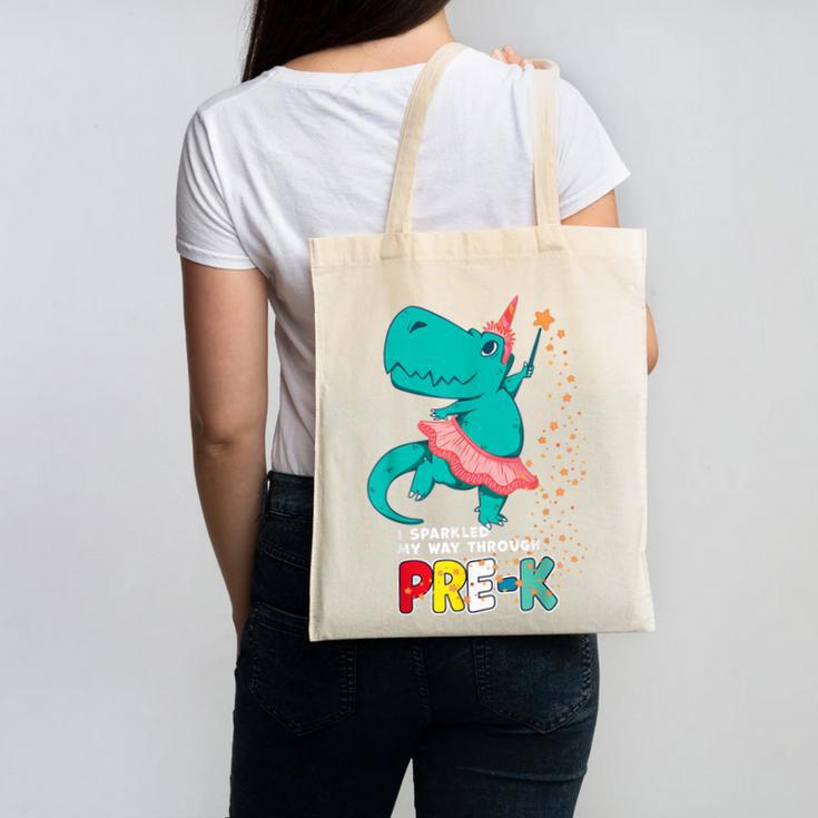 Cute Magical Ballerina Dino Unicorn Pre-K Graduation Canvas Tote Bag