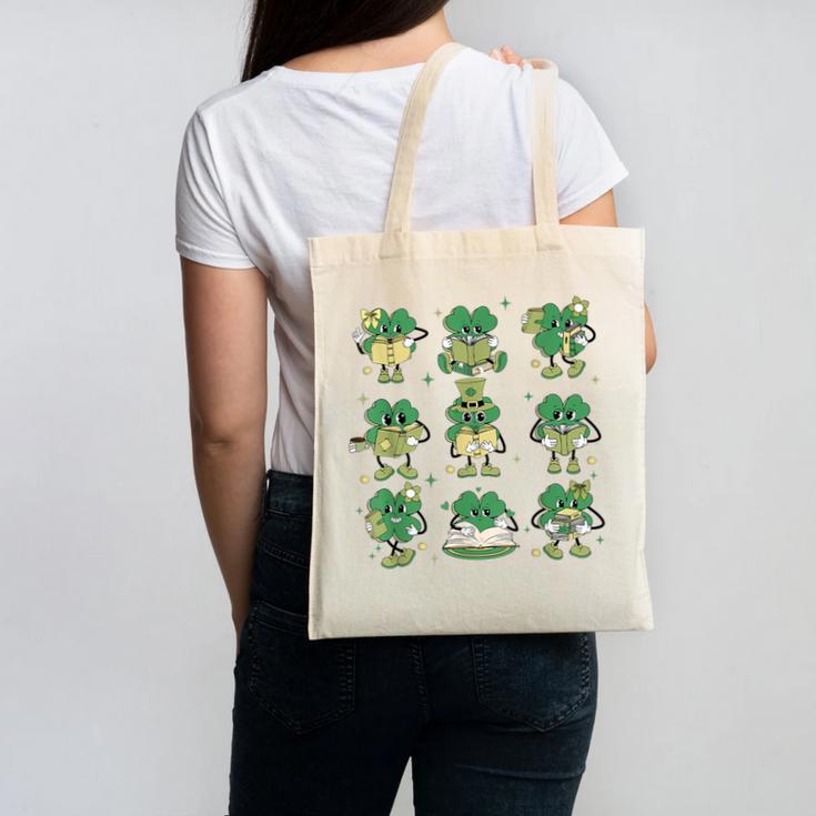 Cute Shamrock Reading Books St Patrick's Day Teacher Reading Canvas Tote Bag