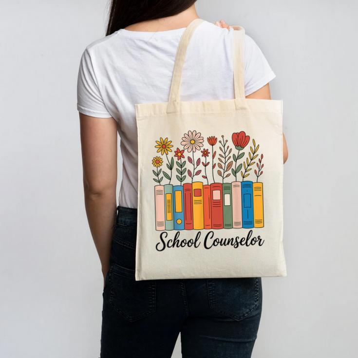 Cute Wildflower Book School Counseling Life School Counselor Canvas Tote Bag