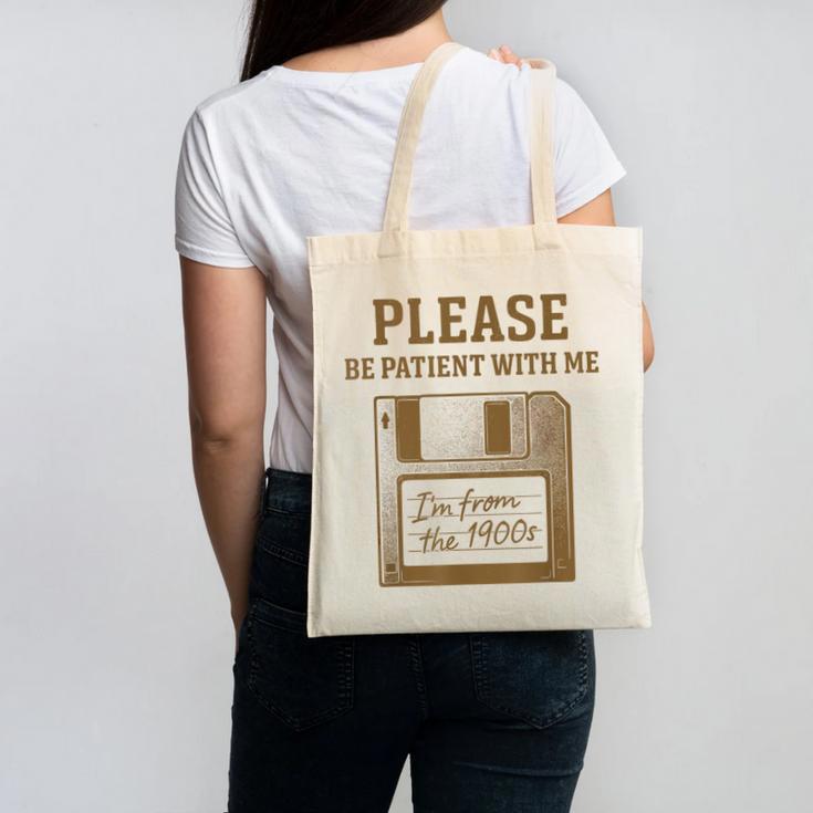 Dad Joke I'm From The 1900s Old Floppy Disk Programmer Canvas Tote Bag