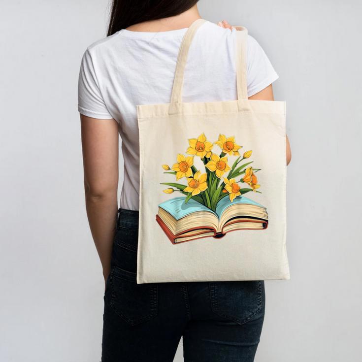 Daffodils Flowers Book Floral Canvas Tote Bag