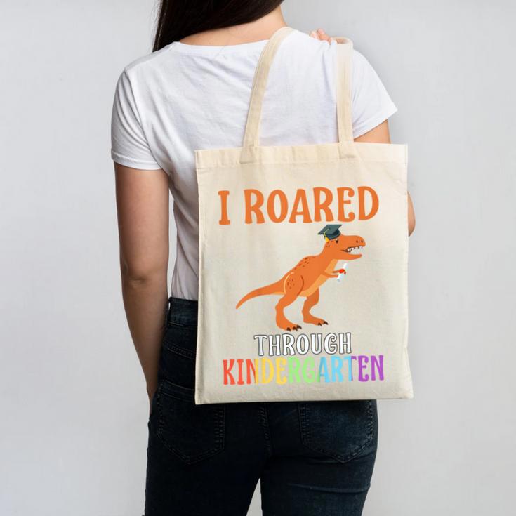 Dinosaur Graduation I Roared Through Kindergarten T-Shirt Canvas Tote Bag