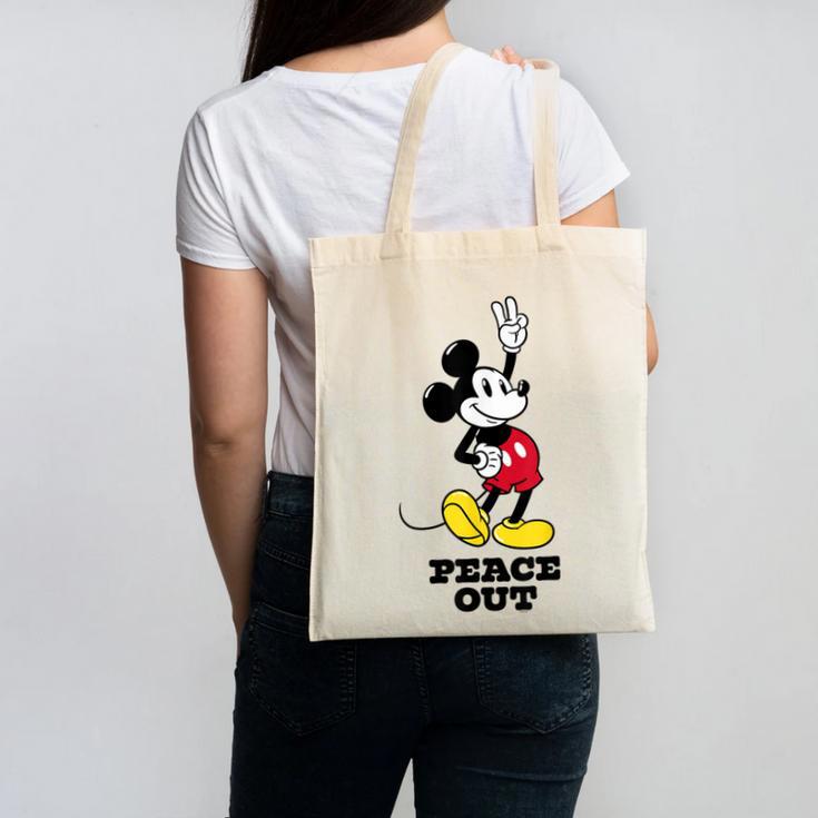 Disney Mickey Mouse Peace Out Totally Retro Graduation Canvas Tote Bag