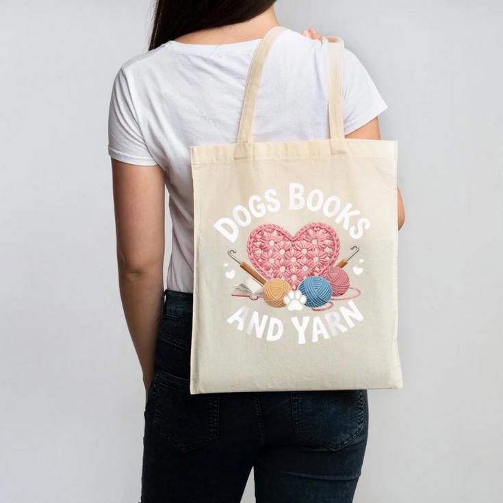 Dogs Books And Yarn Crocheting Canvas Tote Bag