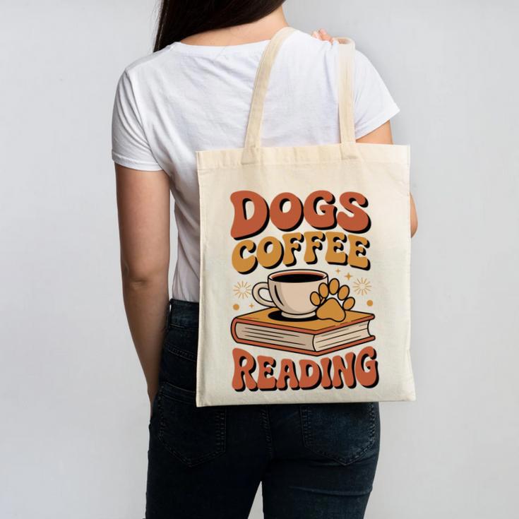 Dogs Coffee Reading Book Lover Canvas Tote Bag