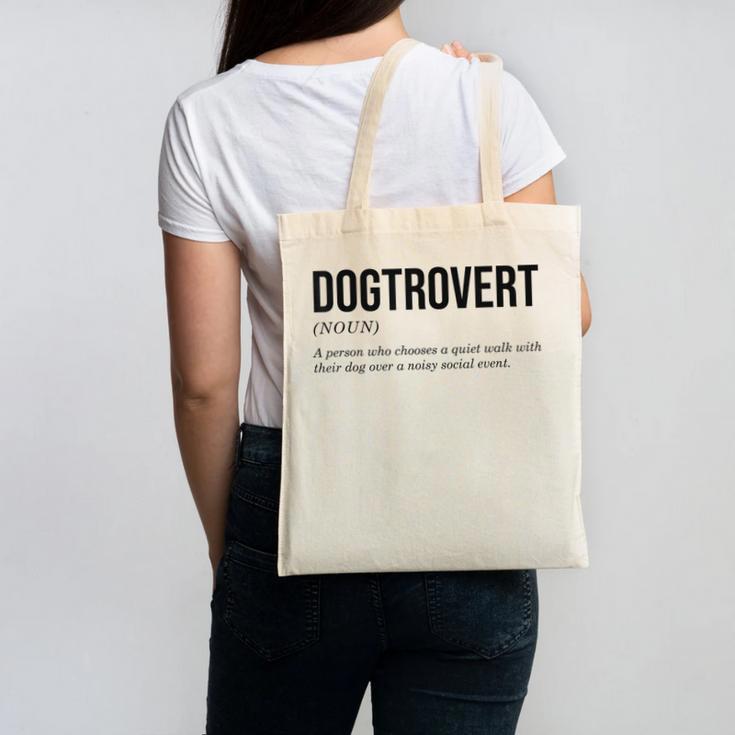Dogtrovert Definition Dog Lover Introvert Women Men Canvas Tote Bag