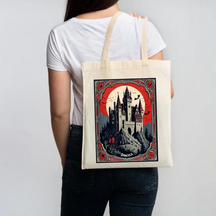 Dracula's Castle Book Cover Illustration Canvas Tote Bag Dracula's Castle Book Cover Illustration Canvas Tote Bag