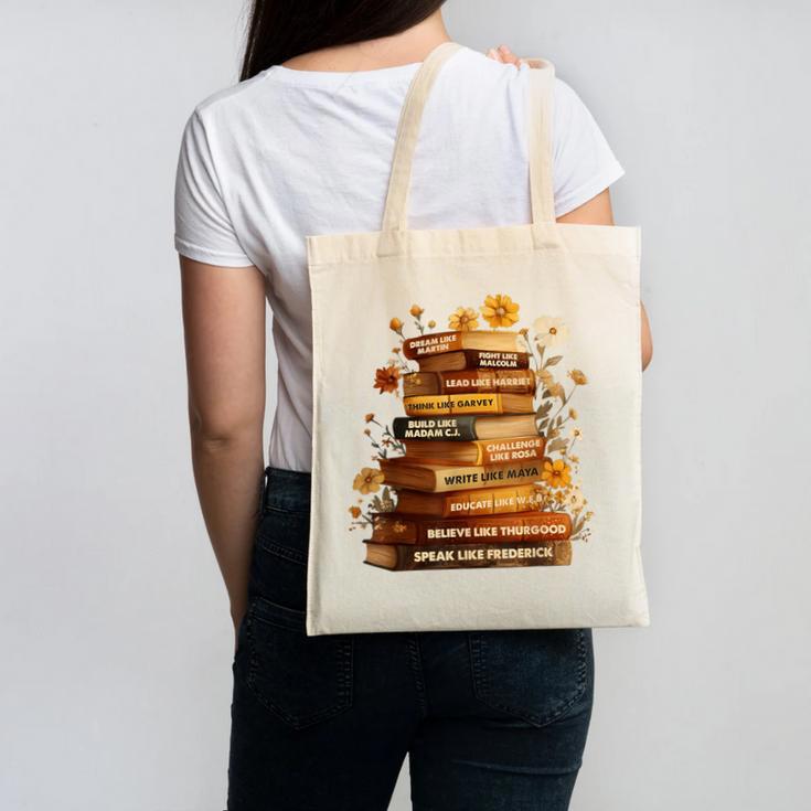 Dream Like Martin Floral Book History Month Women Men Canvas Tote Bag