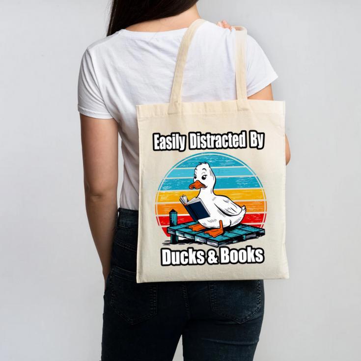 Ducks Books Lover Easily Distracted By Ducks & Books Canvas Tote Bag
