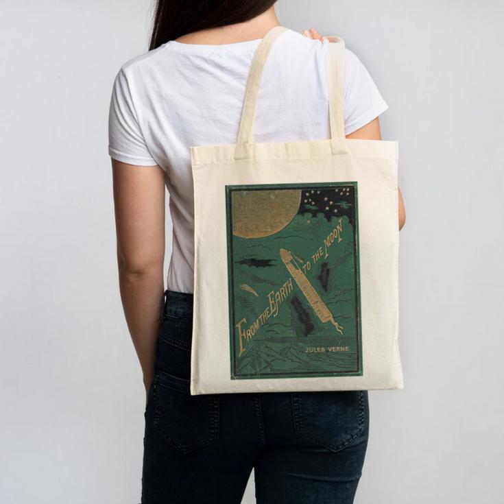 From The Earth To The Moon Book Cover 1874 Premium Canvas Tote Bag