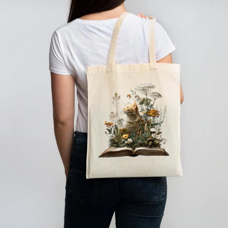 Easily Distracted By Cats And Books Canvas Tote Bag