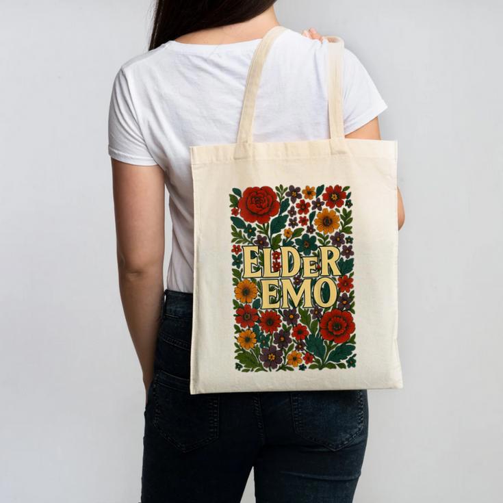 Elder Emo Floral Gothic Vintage Nostalgia Canvas Tote Bag