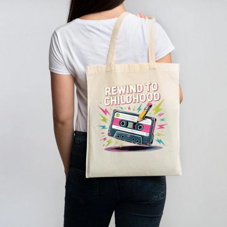 Elder Millennials Embracing 90s Rewind Nostalgia Vibes Canvas Tote Bag Elder Millennials Embracing 90s Rewind Nostalgia Vibes Canvas Tote Bag