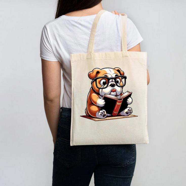 English Bulldog Reading a Book Dog For Men Women Girls Kids Canvas Tote Bag English Bulldog Reading a Book Dog For Men Women Girls Kids Canvas Tote Bag