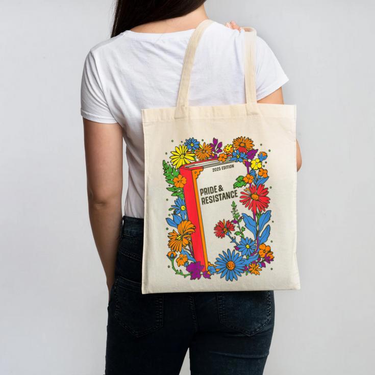 Equal Rights Book Flower Resist Feminist LGBTQ Floral Canvas Tote Bag