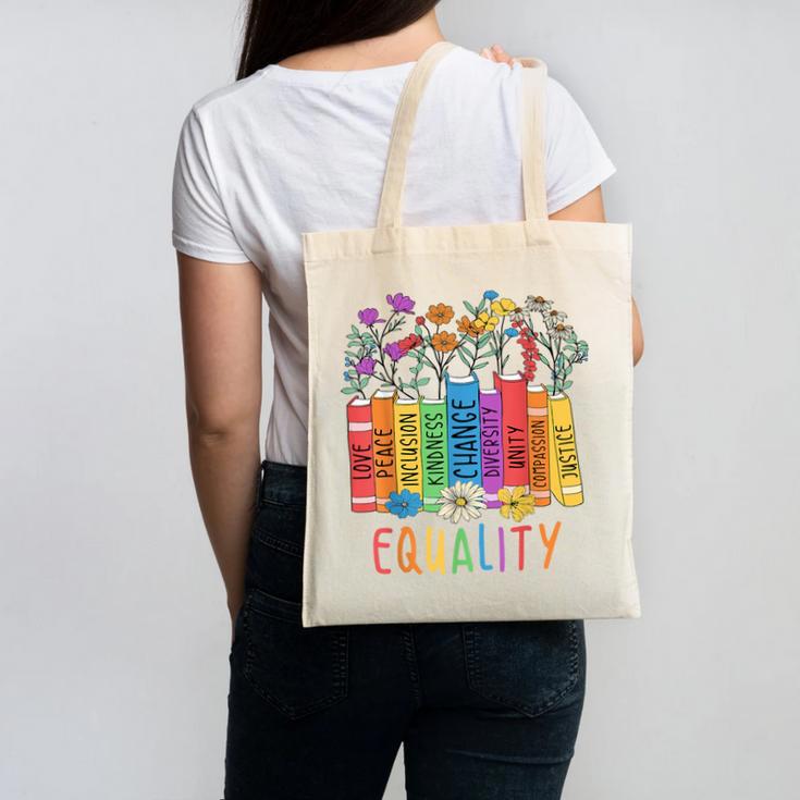 Equality Book LGBTQ Wildflowers Equal Rights Gay Kindness Canvas Tote Bag