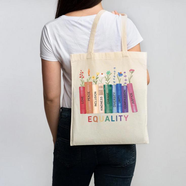 Equality Flower Books Equal Rights Social Justice Feminist Canvas Tote Bag