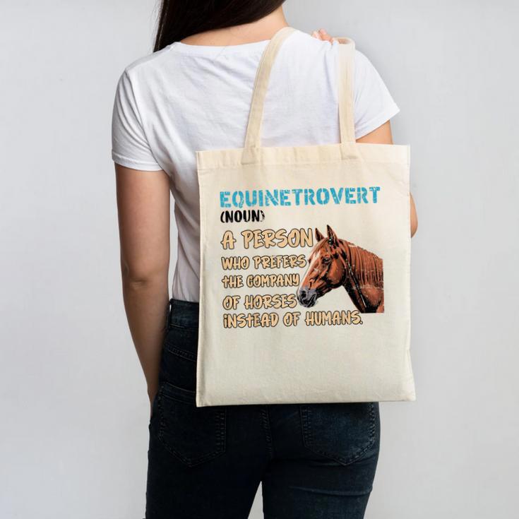 Equinetrovert Definition Equine Horse Riding Introvert Canvas Tote Bag
