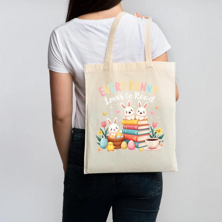 Every Bunny Loves To Read Book Lover Easter Day Apparel Canvas Tote Bag