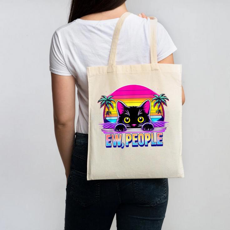 Ew Cat Misanthrope Introvert Synthwave 80s Canvas Tote Bag Ew Cat Misanthrope Introvert Synthwave 80s Canvas Tote Bag