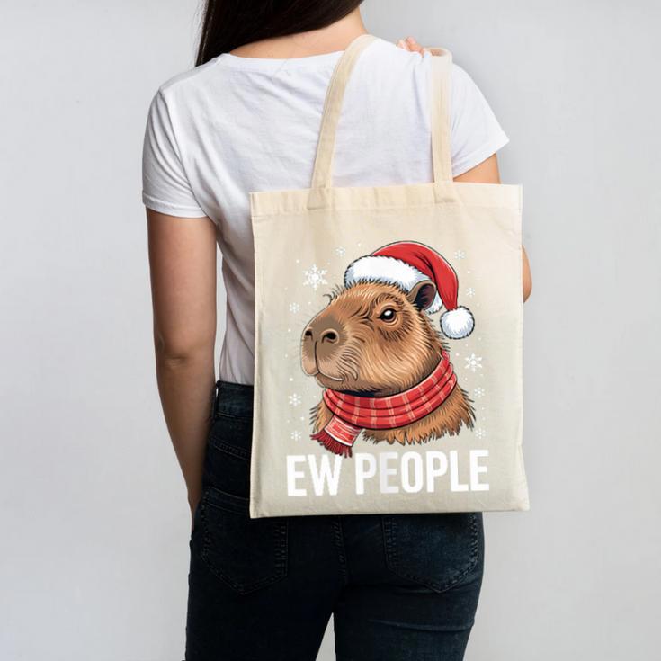Ew People Capybara Christmas Introvert Holiday Humor Canvas Tote Bag Ew People Capybara Christmas Introvert Holiday Humor Canvas Tote Bag