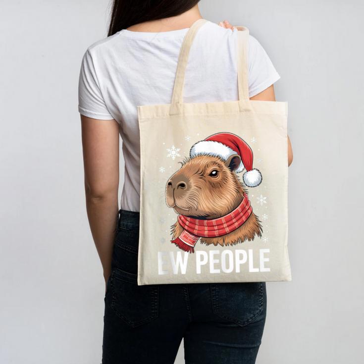 Ew People Capybara Christmas Introvert Holiday Humor Canvas Tote Bag Ew People Capybara Christmas Introvert Holiday Humor Canvas Tote Bag