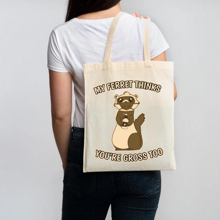 Ew People Ferret Saying Mask Introvert Ferrets Canvas Tote Bag