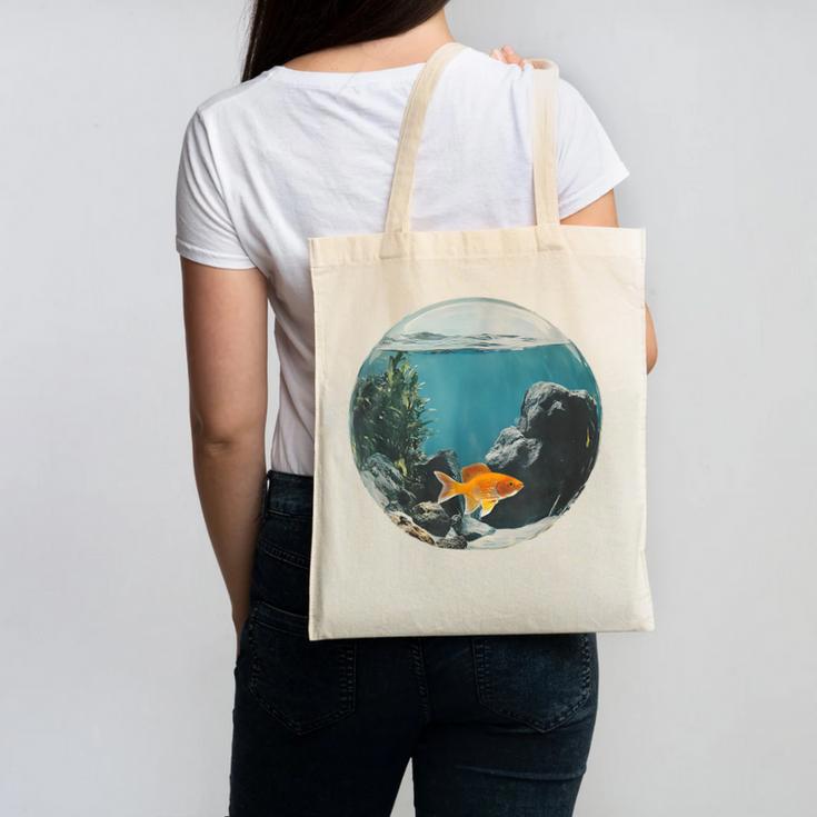Fish Bowl Frutiger Aero Y2K Retro Vibes Canvas Tote Bag