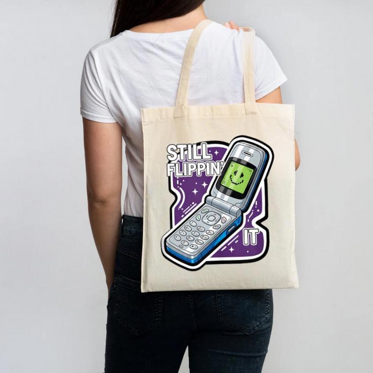 Still Flippin' It Retro Flip Phone 90s Y2K Nostalgia Canvas Tote Bag Still Flippin' It Retro Flip Phone 90s Y2K Nostalgia Canvas Tote Bag
