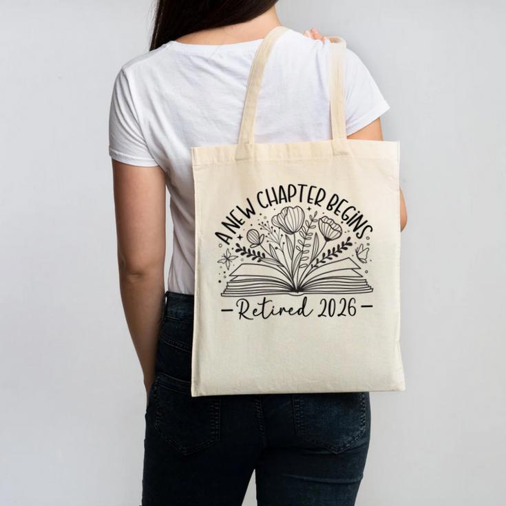 Floral Book a New Chapter Begins Retired Retirement Teacher Canvas Tote Bag