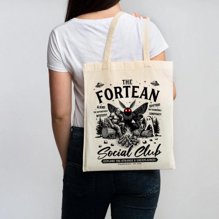 Fortean Social Club Bigfoot Mothman Alien Cryptid Introvert Canvas Tote Bag