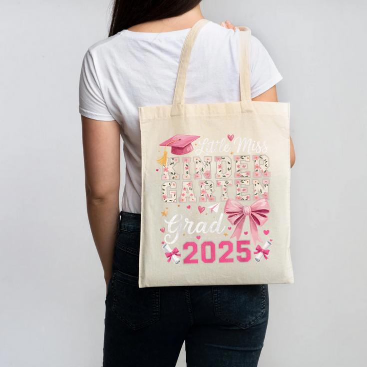Girls Little Miss Kindergarten Grad 2025 Coquette Graduation Canvas Tote Bag