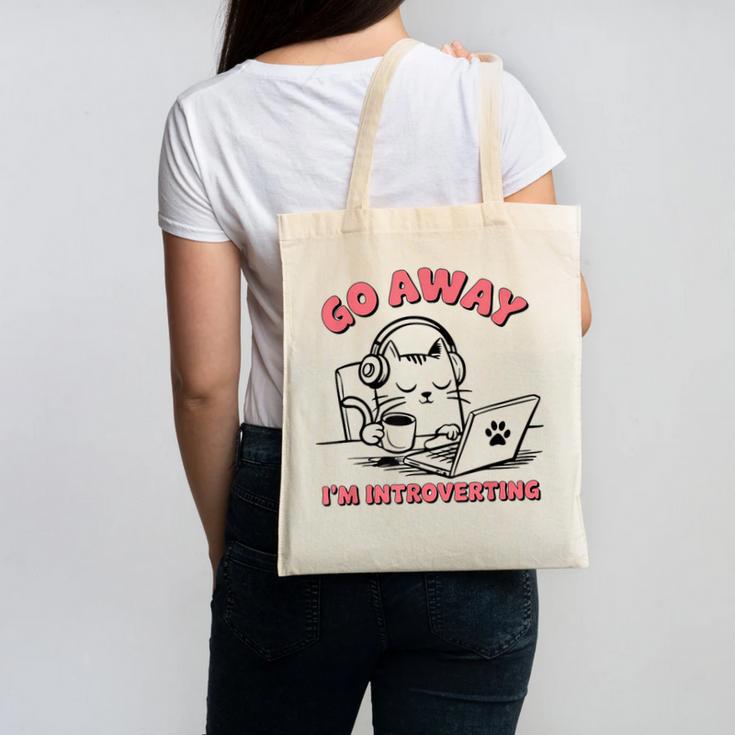 Go Away I´m Introverting Stay Home Socially Awkward Canvas Tote Bag
