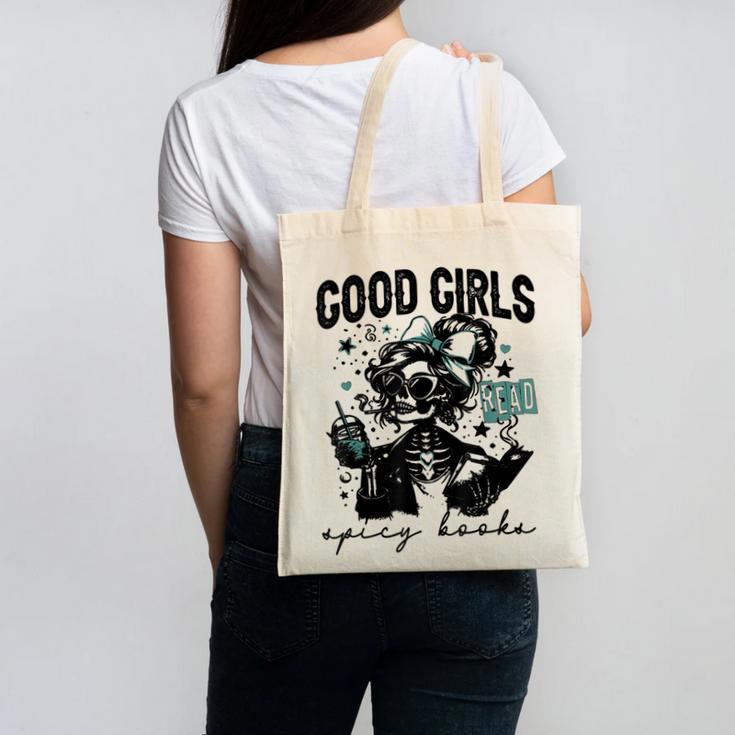 Good Girls Read Spicy Skeleton Book Club Canvas Tote Bag