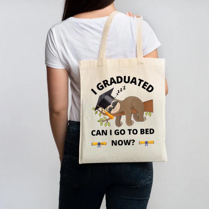 I Graduated Can I Go Back To Bed Sloth Graduation Cap Canvas Tote Bag
