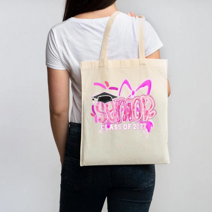 Graduation 2027 Senior 2027 Class Of 2027 Coquette Pink Girl Canvas Tote Bag