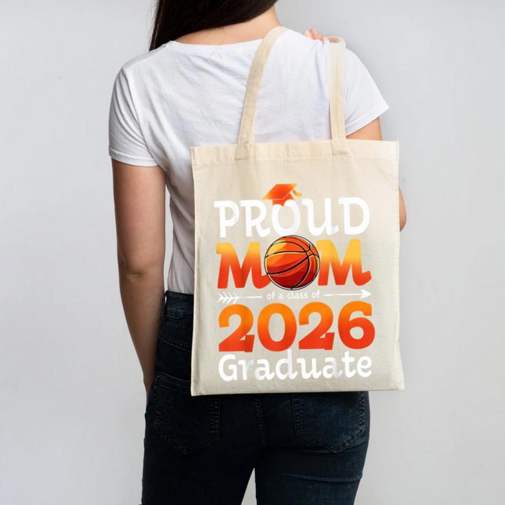 Graduation Basketball Retro Proud Mom Of A 2026 Graduate Canvas Tote Bag