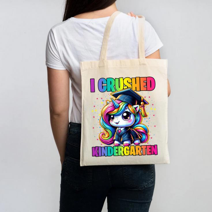 Graduation I Crushed Kindergarten Unicorn Girls Grad Magical Canvas Tote Bag
