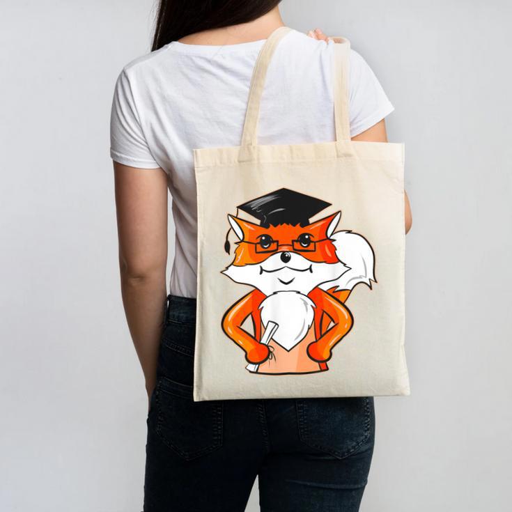 Graduation Fox School Bachelor Master Doctor Study Canvas Tote Bag