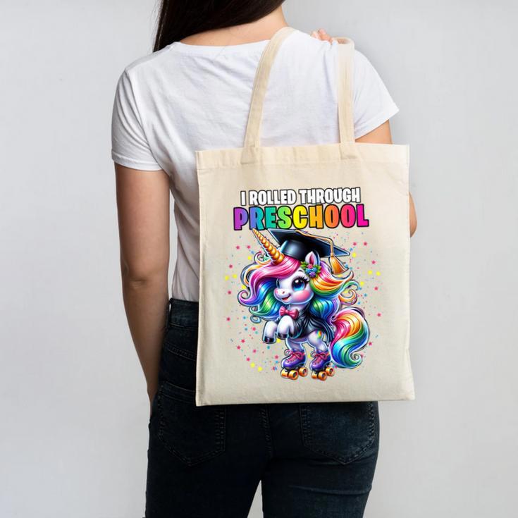 Graduation Preschool Unicorn Roller Skate Girls Pre-K Grad Canvas Tote Bag
