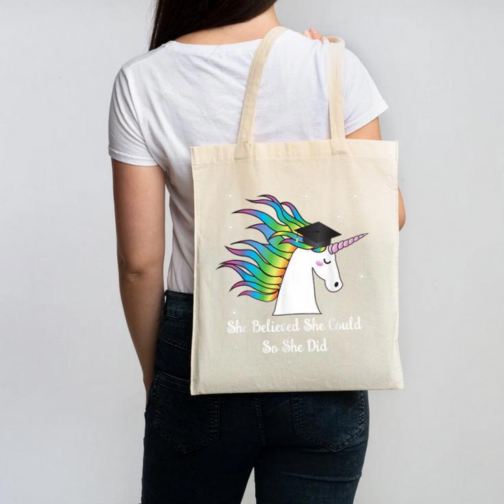 Graduation Unicorn Shirt She Believed Did School 2017 Canvas Tote Bag