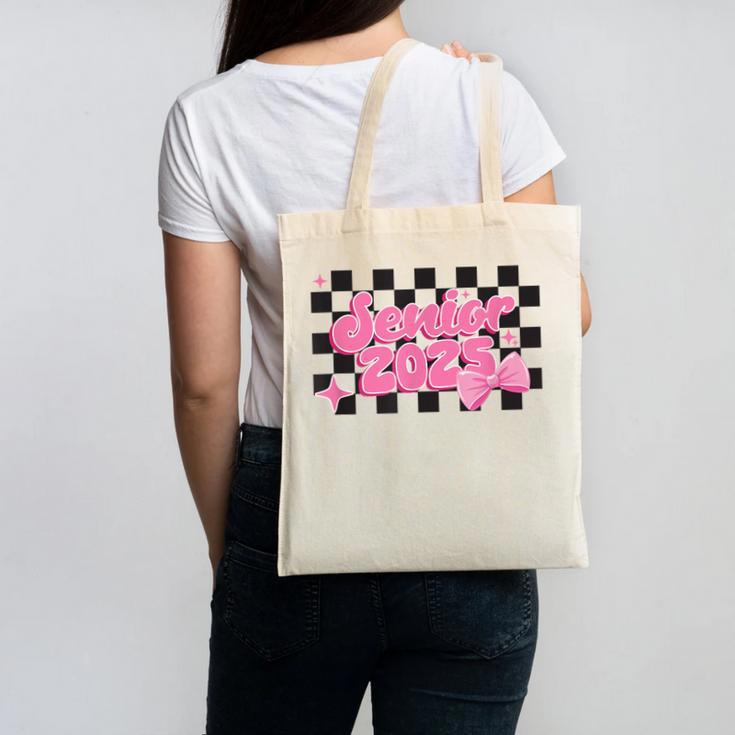 Groovy Senior Class Of 2026 Coquette Pink Bow Graduation Canvas Tote Bag