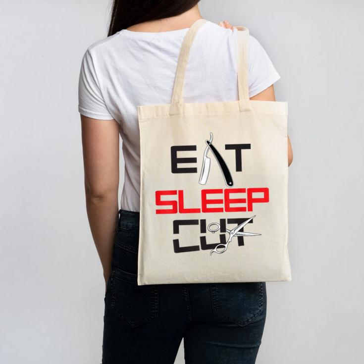 Haircutter Barber Eat Sleep Cut Barbering Graduation Canvas Tote Bag