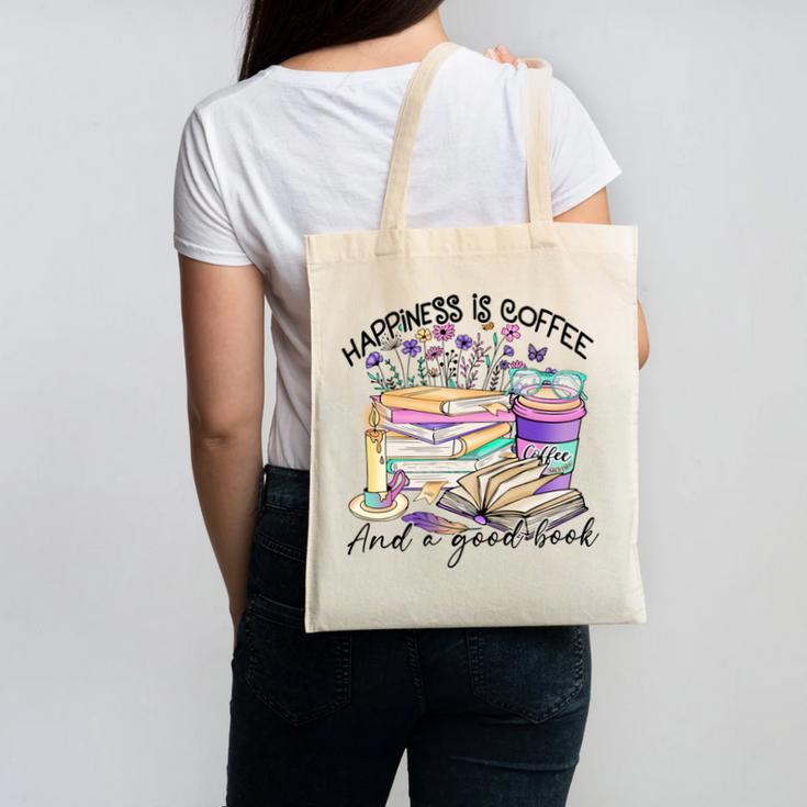 Happiness Is Coffee And a Good Book Women Love Reading Book Canvas Tote Bag