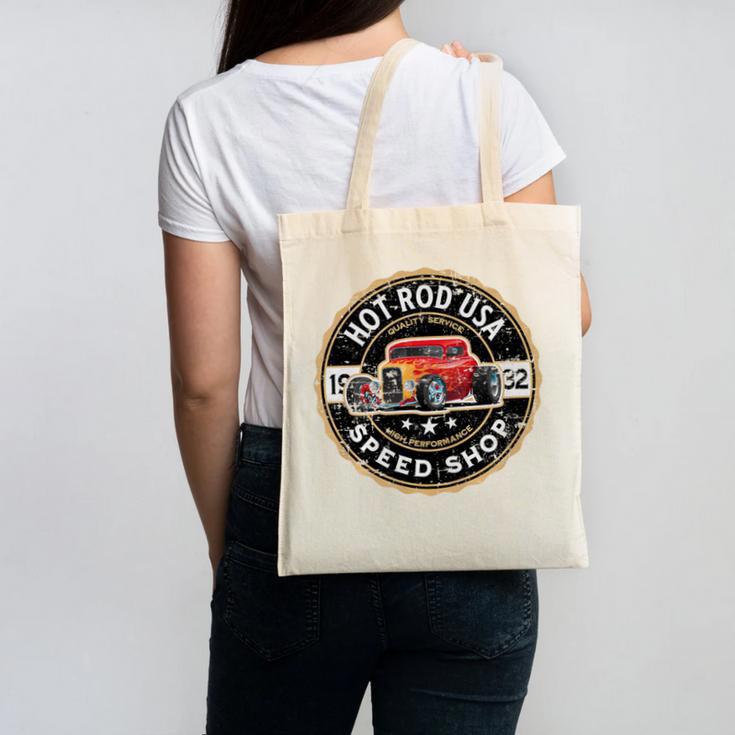 Hotrod Custom Car Automotive Nostalgia Distressed Premium Tri-Blend Canvas Tote Bag